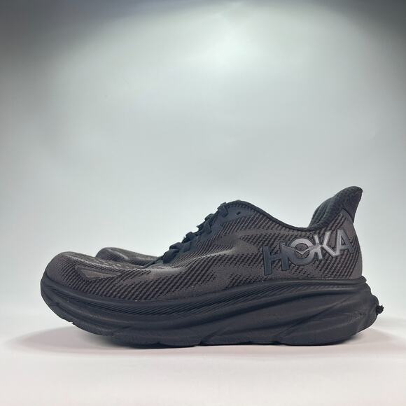 Hoka One One Clifton 9 Black Lace Up Running Shoes 1127895 BBLC Men’s Size 11.5D